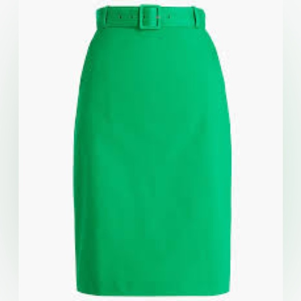 J Crew Factory Sateen Belted Pencil Skirt 0 Kelly Green Lined Re-Imagined